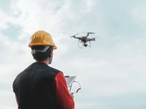 Drone operator conducting land surveying for a large tract in Mesquite Texas